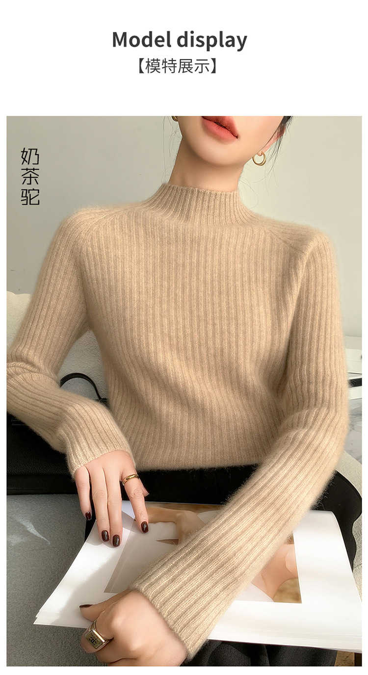 100% cashmere semi-high-neck cashmere sweater for women in autumn and winter, long-sleeved knitted base layer, thick warm sweater for women pic 10