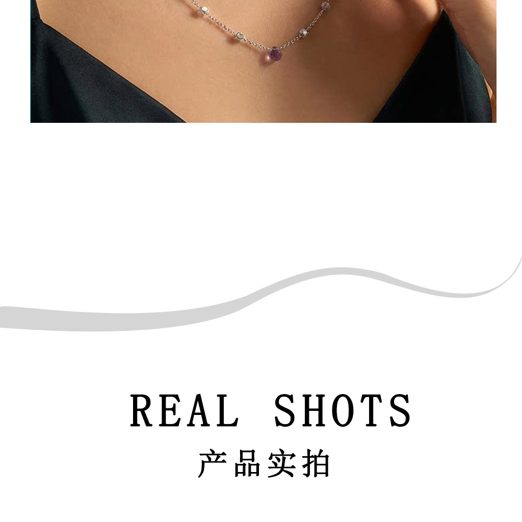 重工拉丝多巴胺彩色项链女款s925纯银轻奢高级感锁骨链小红书爆款详情8
