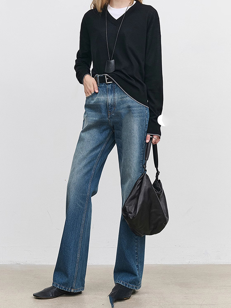 小众极简2025年春秋强推棉质牛仔裤女筷子腿显瘦休闲直筒裤长裤子详情5