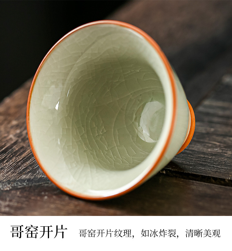 哥窑手绘荷花斗笠杯品茗杯开片陶瓷功夫茶杯釉下彩主人杯单 杯斗详情17