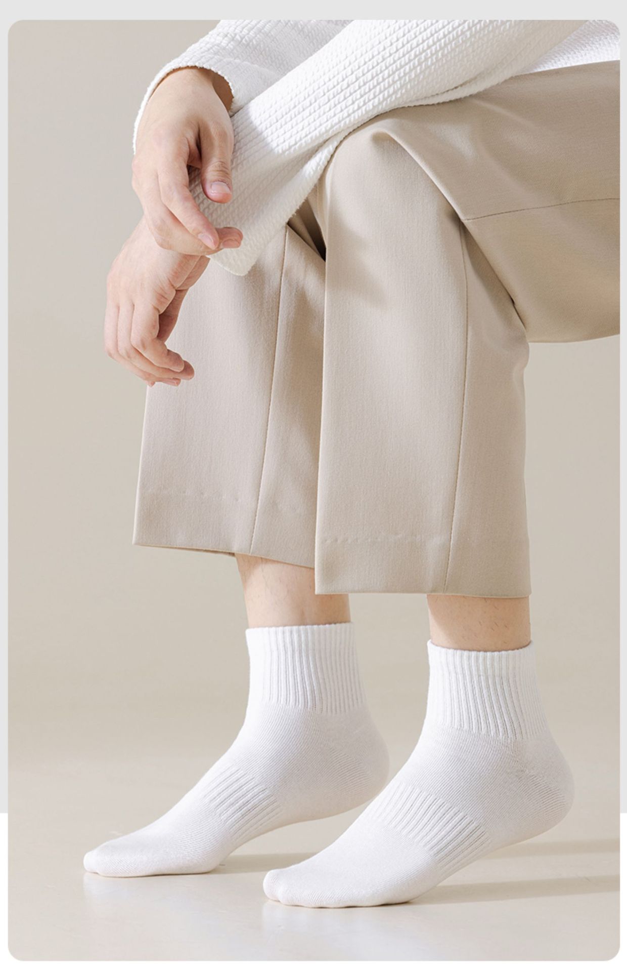 新疆长绒棉袜子黑白灰纯色抗菌束腰透气防臭商务休闲纯棉长筒袜子详情18