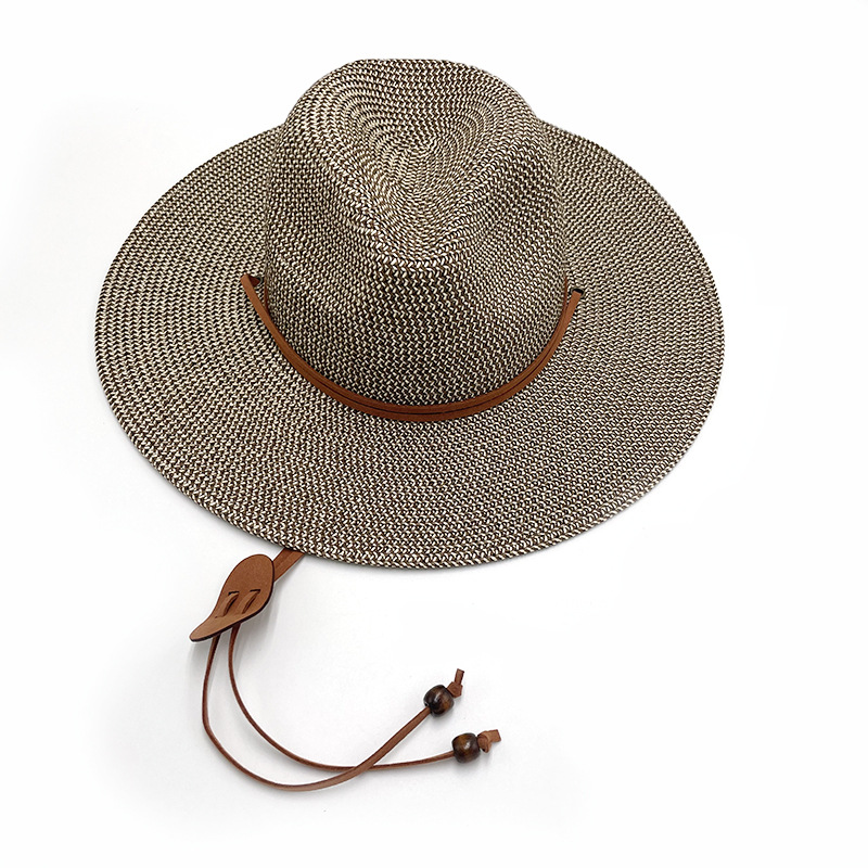 跨境爆款夏季草帽韩国绒绳巴拿马礼帽男女牛仔遮阳防晒帽子详情25