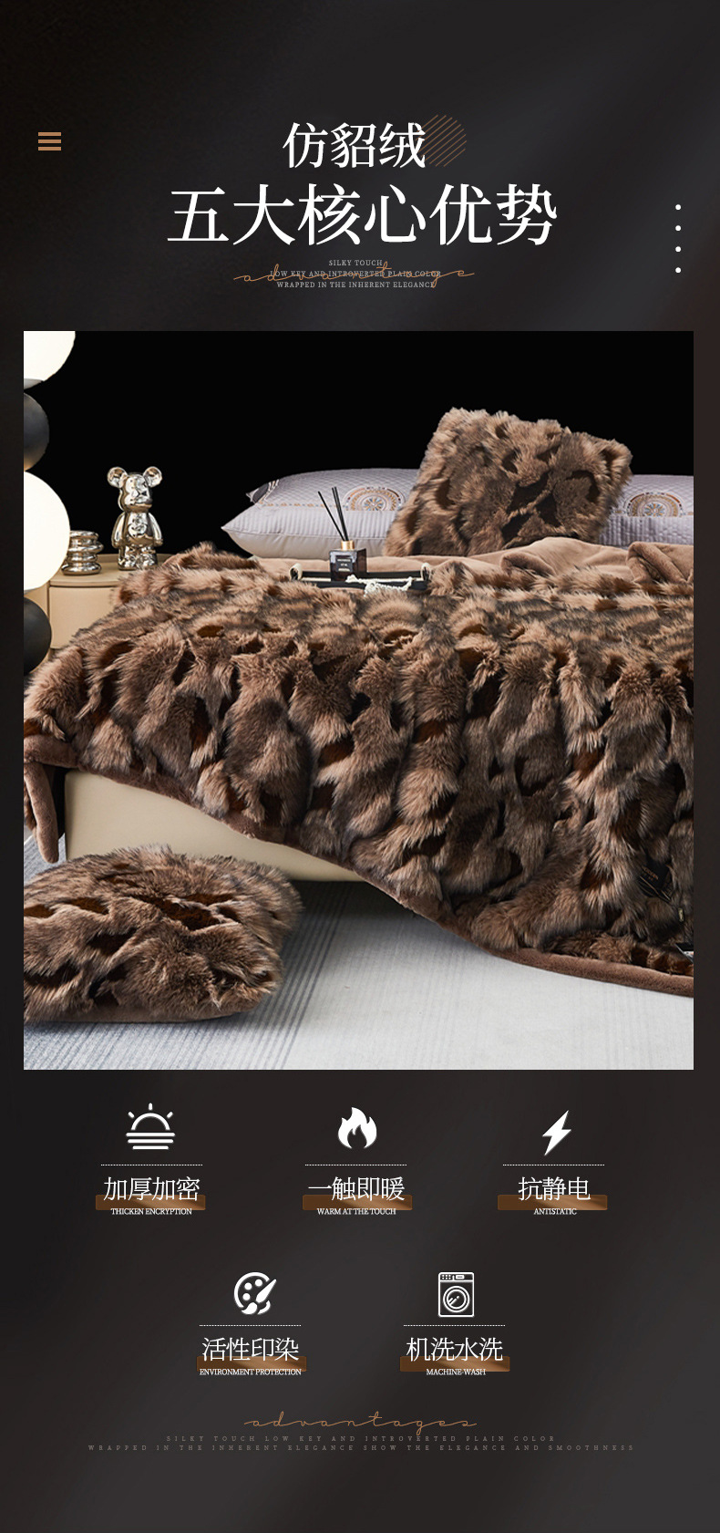 高端加厚摩登魅影保暖仿毛皮毛毯被子秋冬季双人珊瑚绒毯子法兰绒详情3