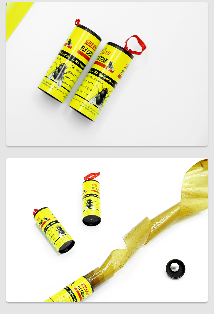 外贸苍蝇卷强力粘苍蝇纸粘蝇板药沾蚊杀手捕捉器灭蝇子盒装苍蝇卷详情10