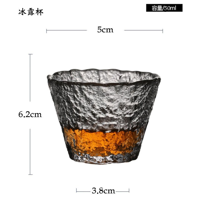 日式描金锤纹玻璃杯ins风小杯子功夫茶杯金边清酒杯主人茶碗茶具详情27