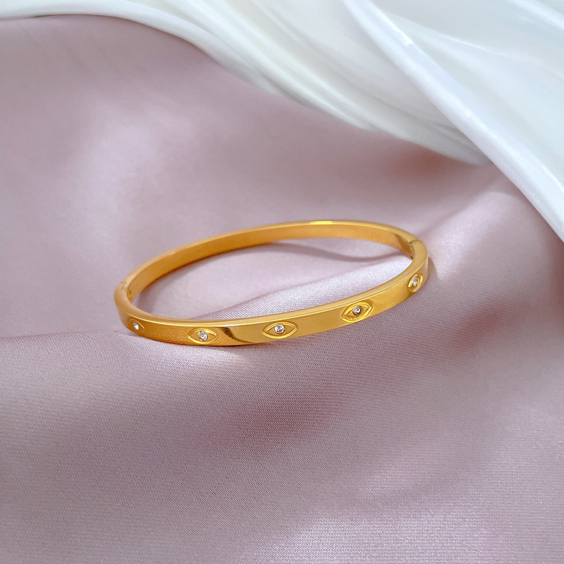 【通体钛钢】欧美马眼锆极简风钛钢手镯极简跨境复古不锈钢手饰详情6