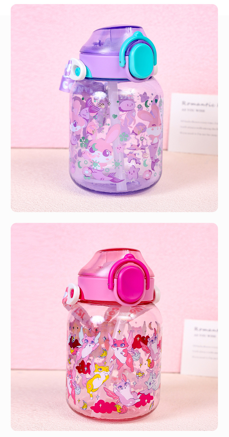 卡通可爱学生大容量便携吸管杯时尚高颜值便携带吸管儿童水杯详情10