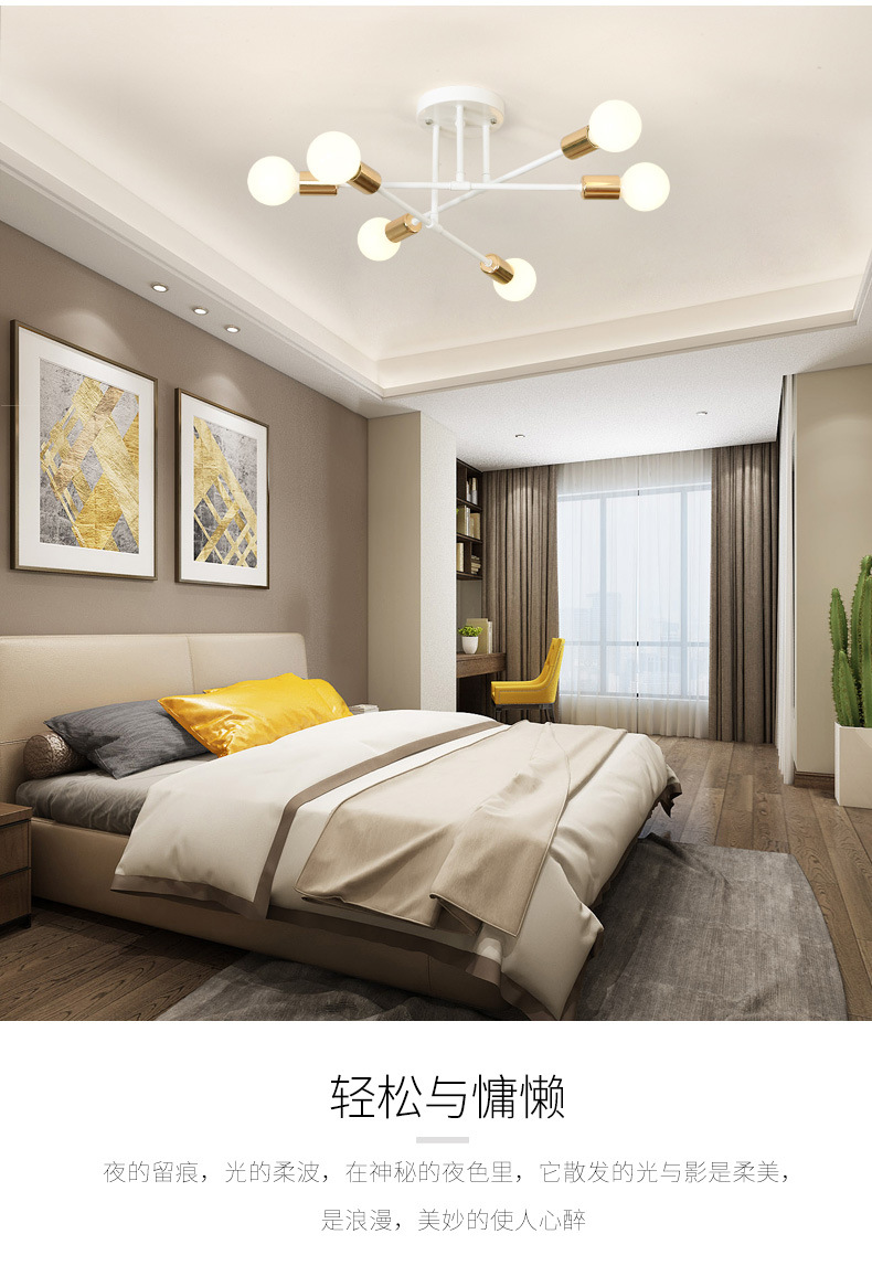 Cross-border Nordic living room lighting, dining room lighting, bedroom home decoration lighting, LED ceiling lighting, American black chandelier pic 5