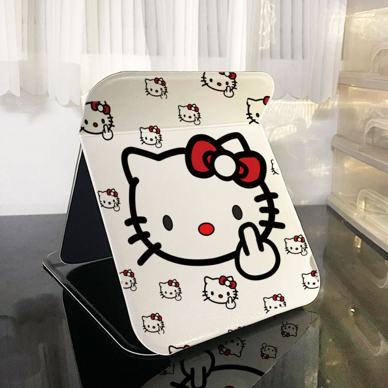 KT猫镜子可爱桌面折叠化妆镜卧室宿舍学生随时便携式无边框台式镜详情12