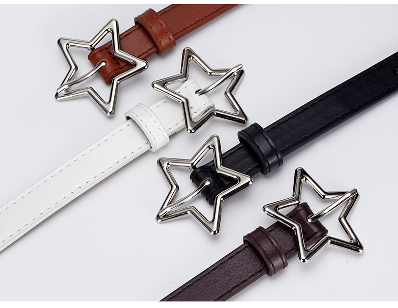 儿童款五角星合金扣女士腰带简约百搭星星全孔连衣裙牛仔裤皮带女详情8
