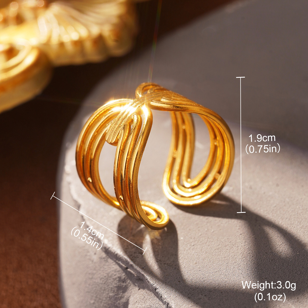 Retro European and American geometric stainless steel ring, non-fading shell geometric shape, fashionable and simple titanium steel index finger ring pic 45