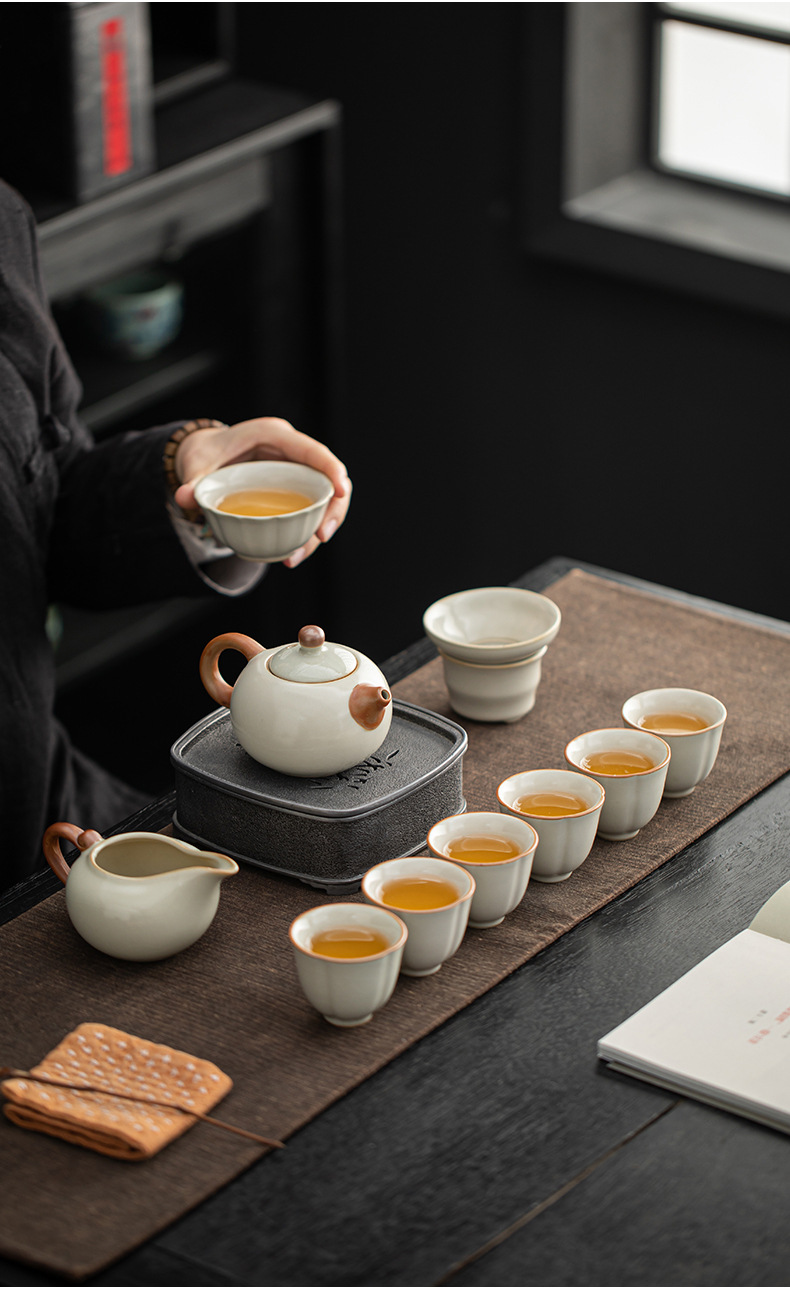黄汝窑功夫茶具套装陶瓷茶杯可养开片办公室家用茶壶盖碗礼盒套装详情15