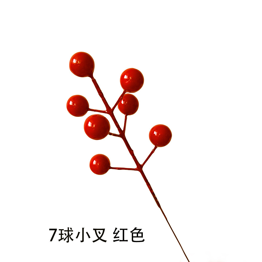 金色圣诞仿真浆果插枝撒雪松针年宵花装饰红果发财果福桶配件批发详情5