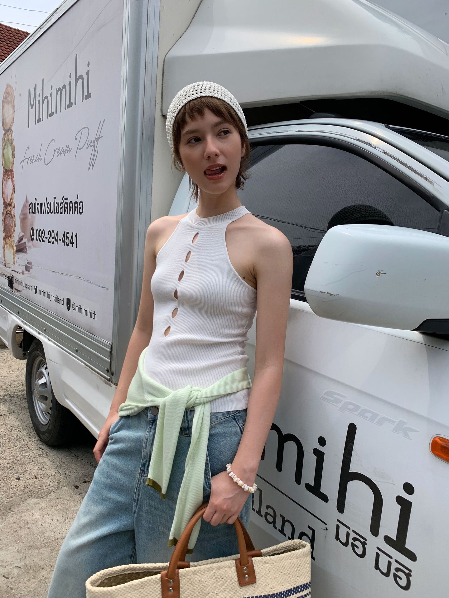 UNITY MODE Sweet and cool Tencel cut-out stand-up collar vest for summer girls, slimming and form-fitting sweater pic 41