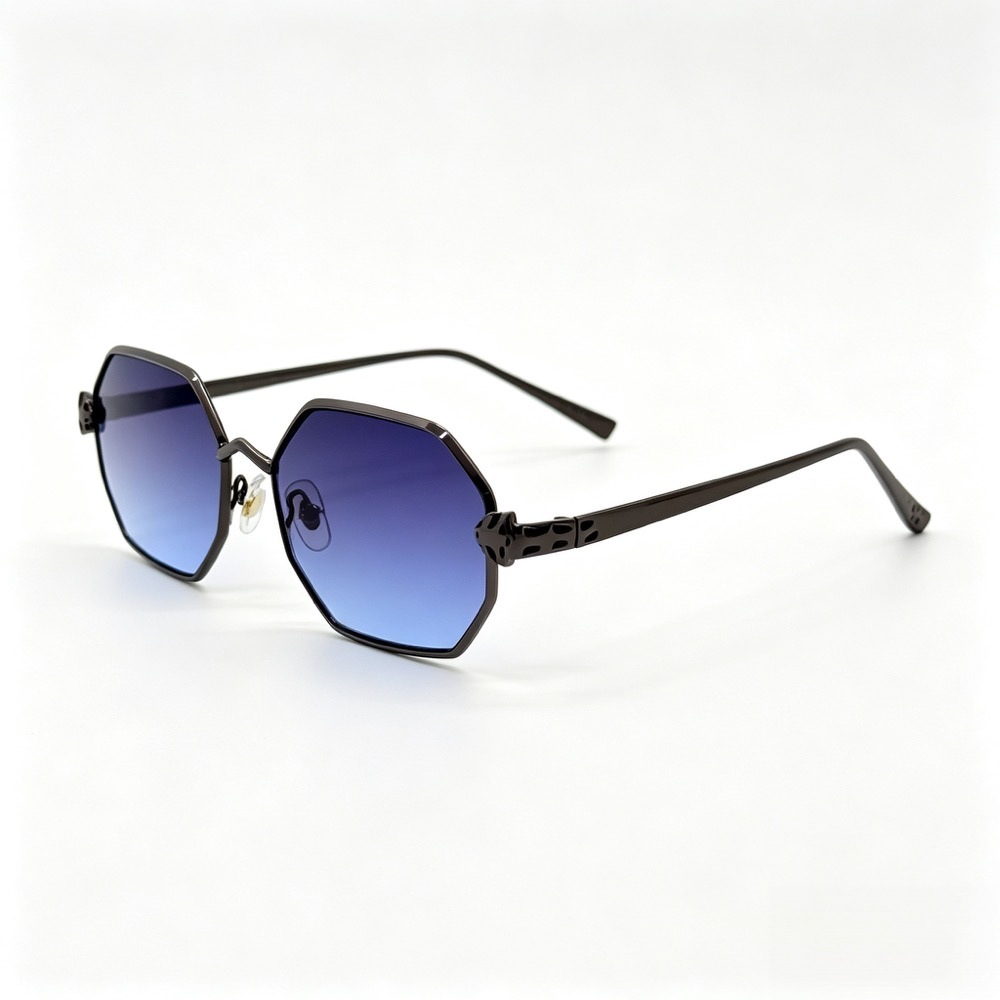 2026 nuevo leopardo cabeza decorativa poligonal gafas de sol mujer metal lentes gradientes retro influencer shades fábrica lote pic 11