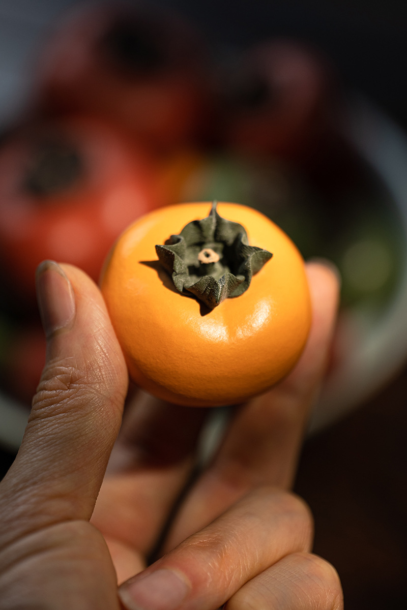 Yixing purple clay tea pet persimmon ornaments, tea toys that can be cultivated, sculptures, tea set accessories, handcrafted color-changing, everything goes well wholesale pic 9