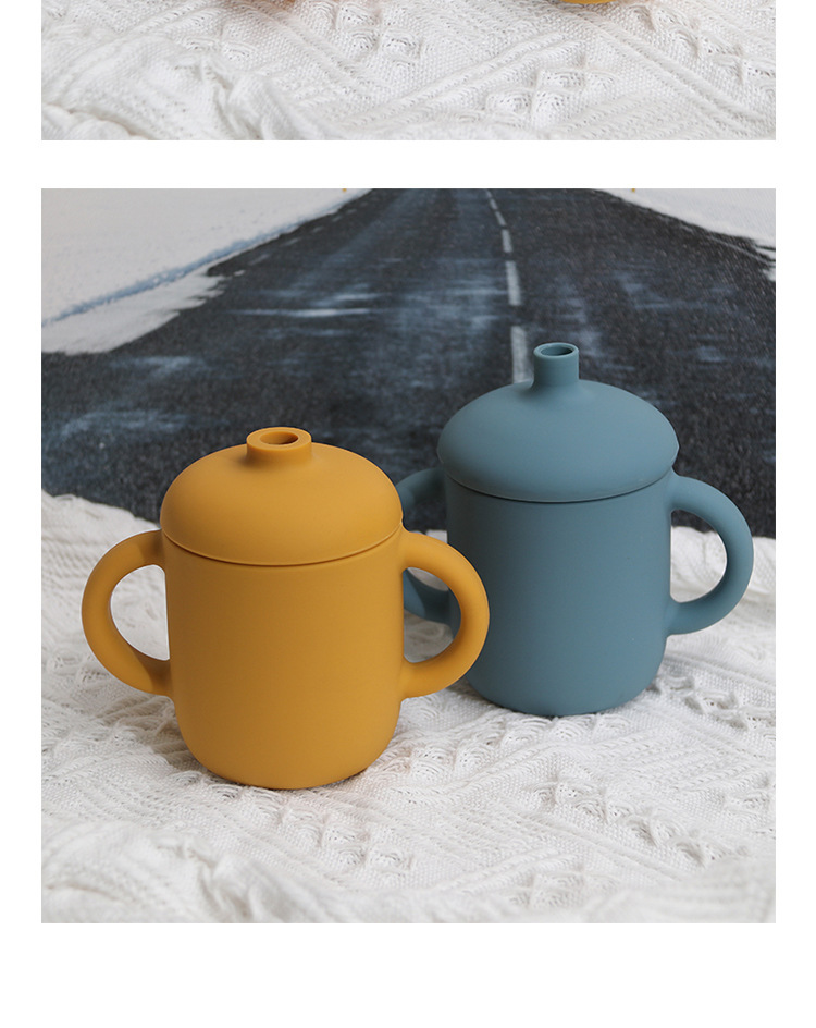 儿童硅胶吸管水杯防漏水杯蘑菇水杯婴儿训练吸管水杯婴儿学饮杯详情12