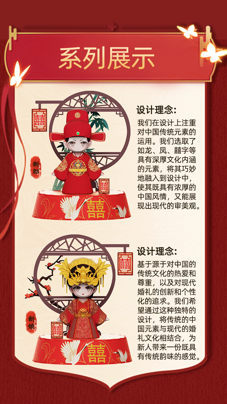 婚庆系列卡通新人形象结婚礼盒套装 pic 2