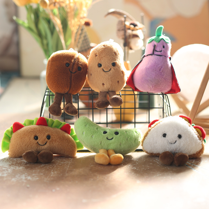 Cute and adorable sandwich food toy pendant, plush toy doll, hamburger eggplant bag, hanging decoration, keychain doll pic 3