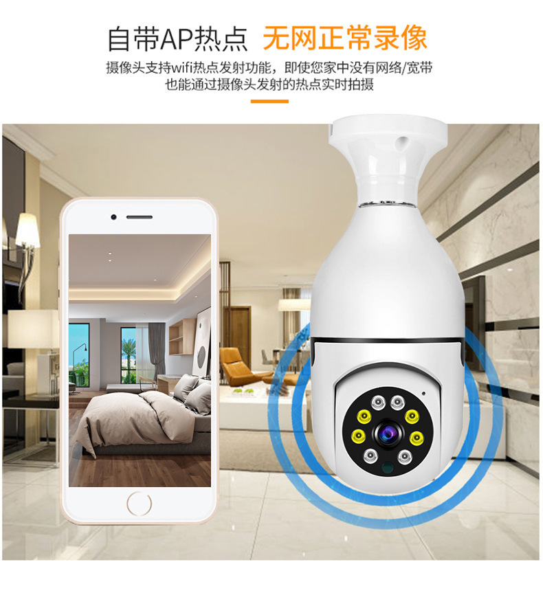 E27 Bulb monitor Wireless Network 2.4G wifi indoor and outdoor panoramic intelligent high-definition lamp head camera head pic 38