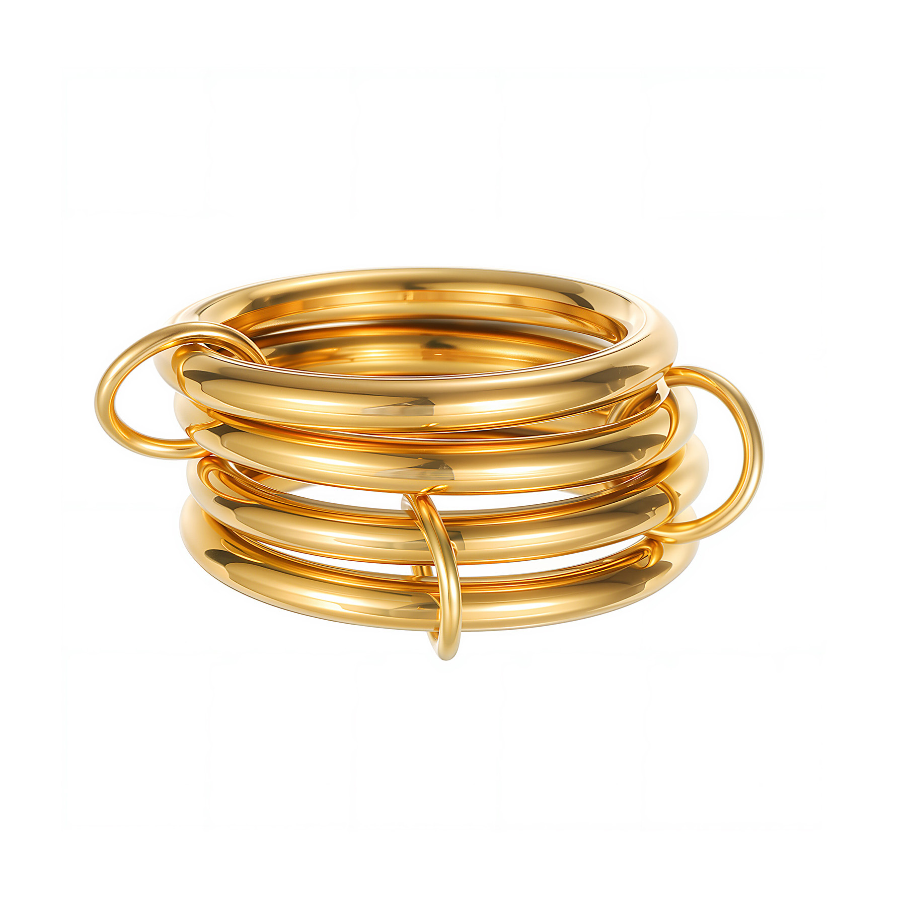 Cross-border European and American four-layer multi-ring jewelry for women, made of titanium steel and plated with 18K gold, with a unique and elegant high-end feel pic 7