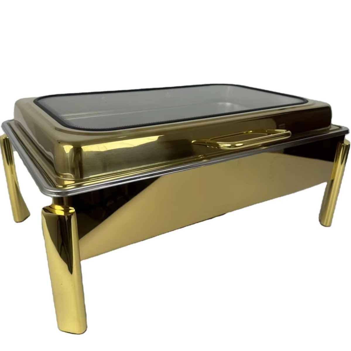 Stainless steel 9L golden luxury gas heating pot buffet insulated set pic 3