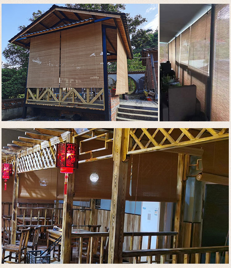 竹帘窗帘工程卷帘门帘遮阳防晒书房阳台茶室遮光卷拉式升降竹帘子详情13