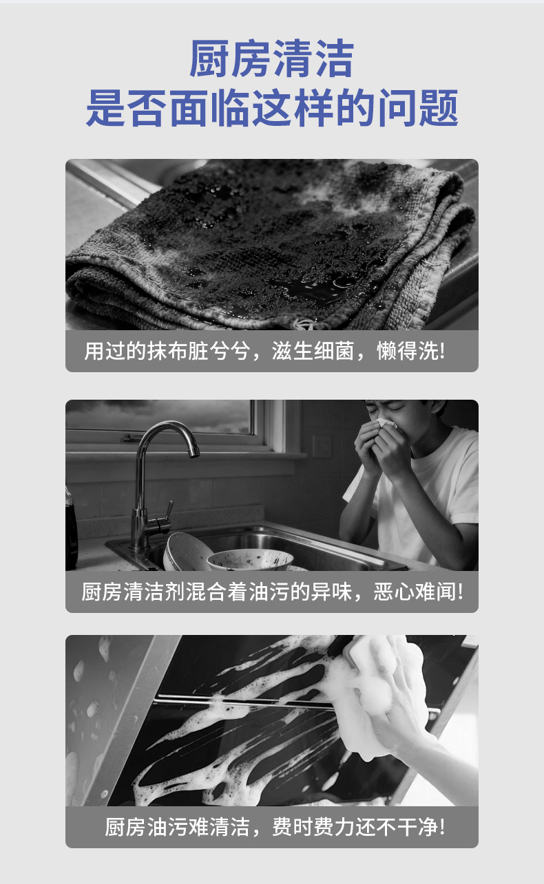 Kitchen wet wipes, powerful degreasing, household disposable special cleaning, heavy grease removal, range hood wet paper factory wholesale pic 3