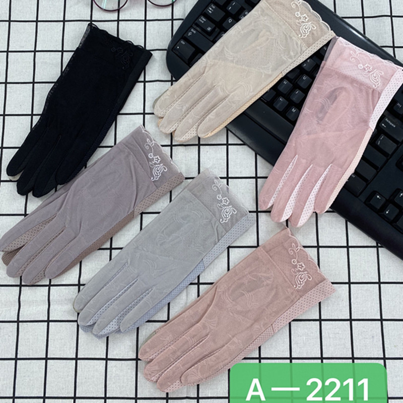 Wholesale of thin adult UV-resistant breathable full-finger gloves with anti-skating silk sleeves and exposed finger touch screens pic 10
