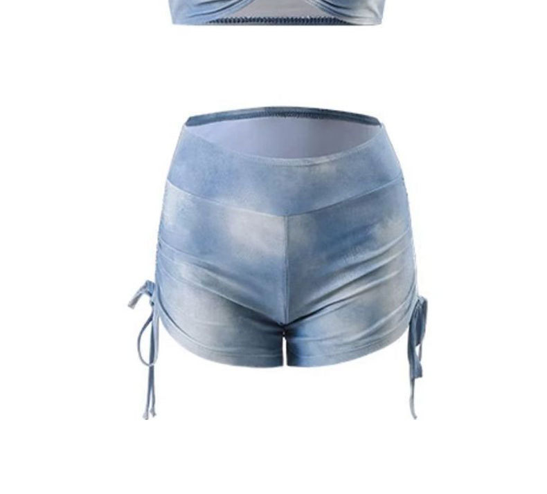 泳衣女分体罩衫扎染三件套清新风遮肚显瘦保守度假温泉小胸纯欲风-125072详情13