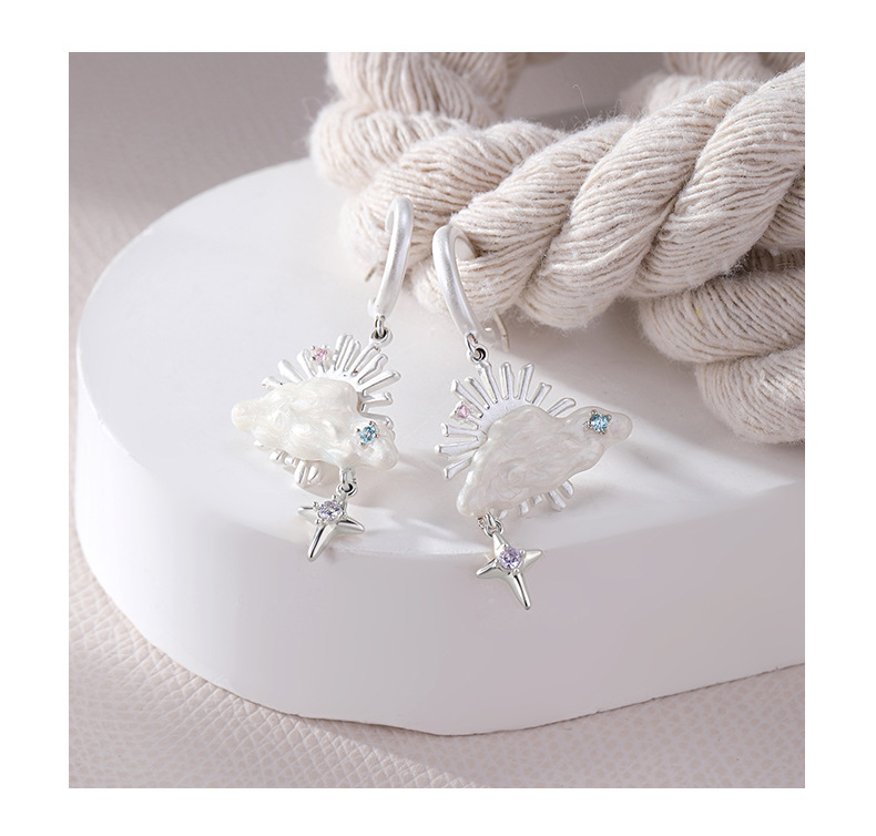Cloud Gap Flying Crane Stud Earrings, a unique and versatile design with a high-end feel for women in an Instagram style. Original cloud earrings, 925 silver needle earrings pic 12