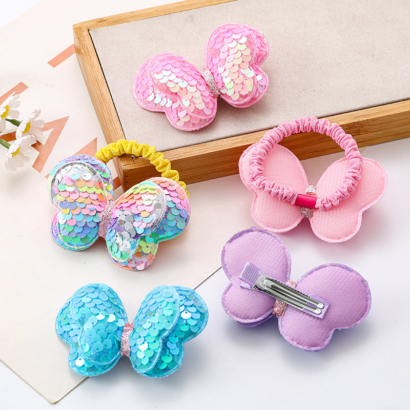 2025新款亮片蝴蝶发绳儿童发圈蝴蝶结扎高马尾头绳女孩橡皮筋头饰详情17