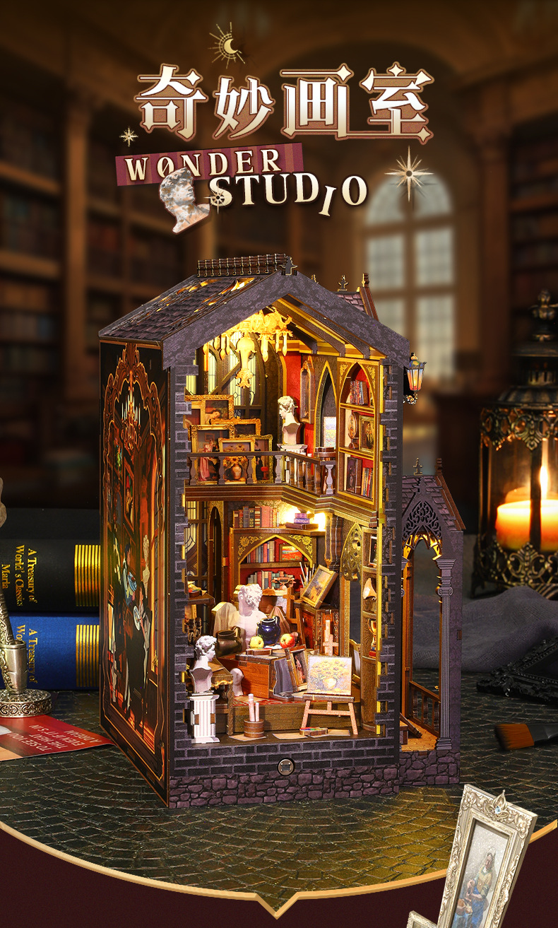 Jiate DIY Bookstand, Wonderful Art Studio diy Bookstand Assembly Bookstand, diy House 3D Bookstand, Handmade Model Book pic 1