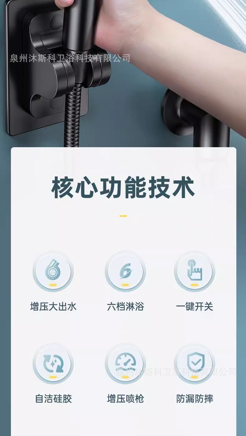 Pressurized shower head, bathroom showerhead, cross-border export wholesale, household silicone water outlet, universal handheld shower head pic 14