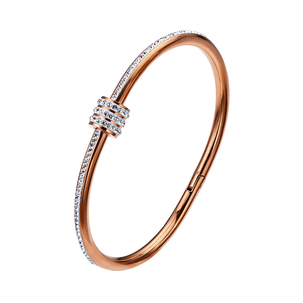 A classic 18k rose gold titanium steel bracelet that is a bestseller in Japan and South Korea. It is a unisex love nail bracelet that does not fade pic 18