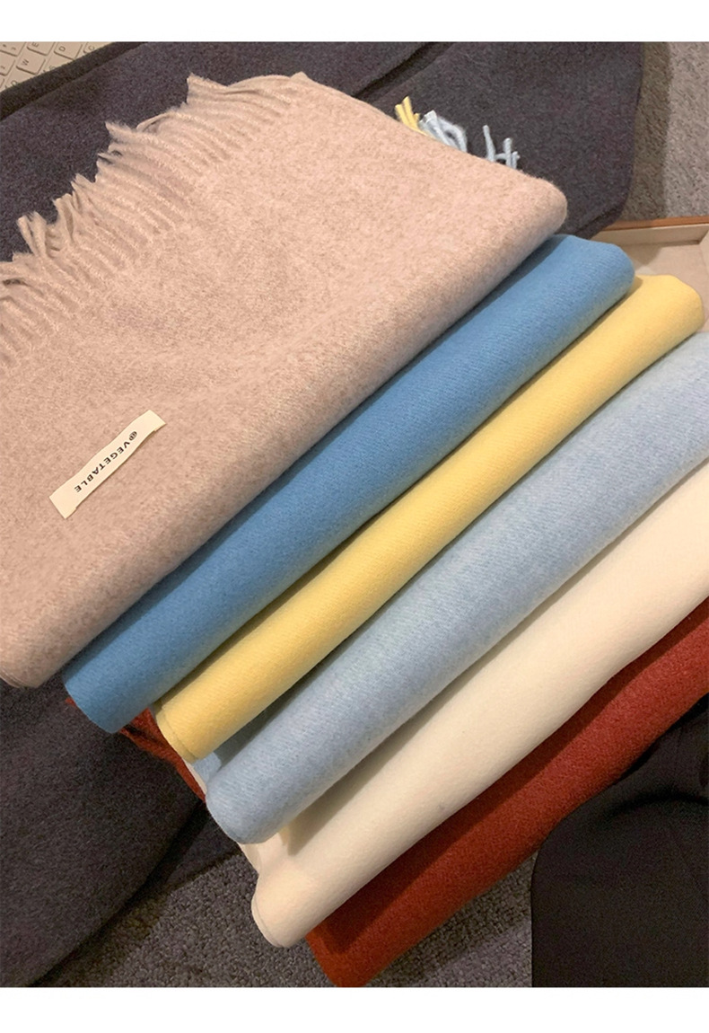 2025新款纯色围巾秋冬双面披肩女百搭氛围感流苏加厚保暖围脖批发详情12