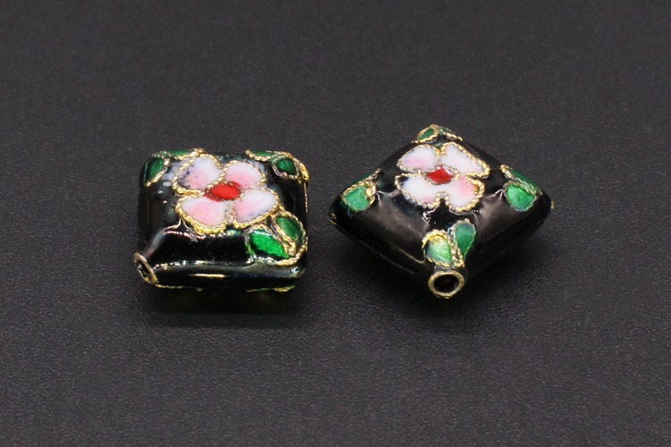 Traditional high-temperature cloisonne enamel filigree silver blue DIY jewelry accessory beads Cloisonne 16mm square block pic 12