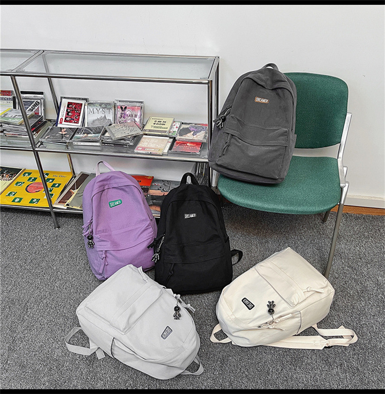 简约纯色休闲大容量背包大学生书包ins高颜值双肩包轻便旅行背包详情20