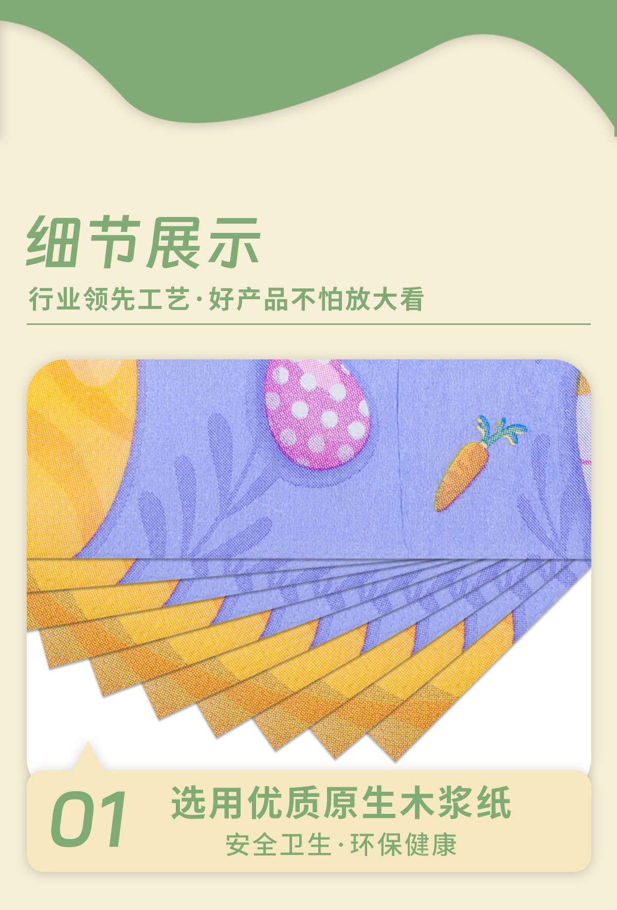 跨境happy Easter印花餐巾纸复活节一次性纸巾节日派对用品方巾纸一次性餐具套装详情4
