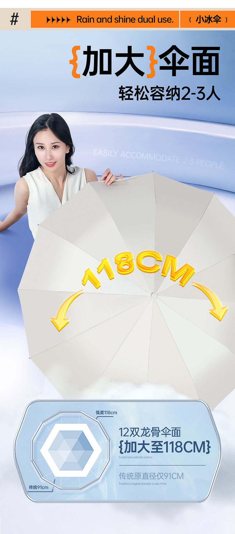 24-bone automatic umbrella for men, extra-large double umbrella, folding, suitable for both weather and rain, household, fully automatic, special umbrella for heavy rain pic 12