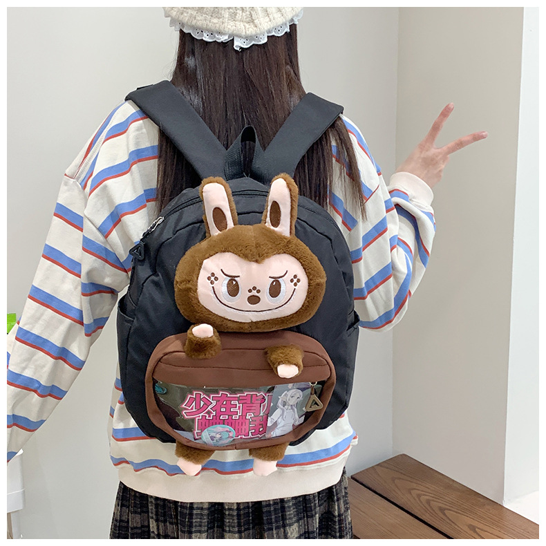 可爱拉布布少女双肩包新款卡通创意玩偶背包萌趣软妹休闲学生书包详情28