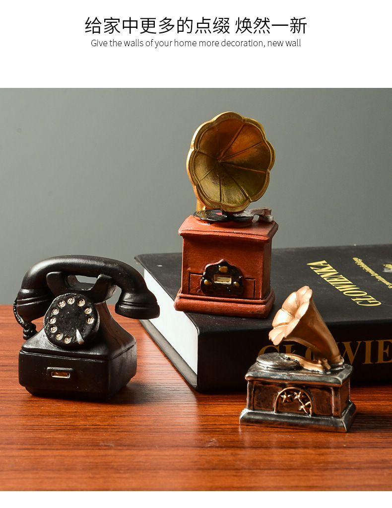Nostalgic and retro resin ornaments, handicrafts, home decorations, phonographs, mini ornaments, photography props, cameras pic 14