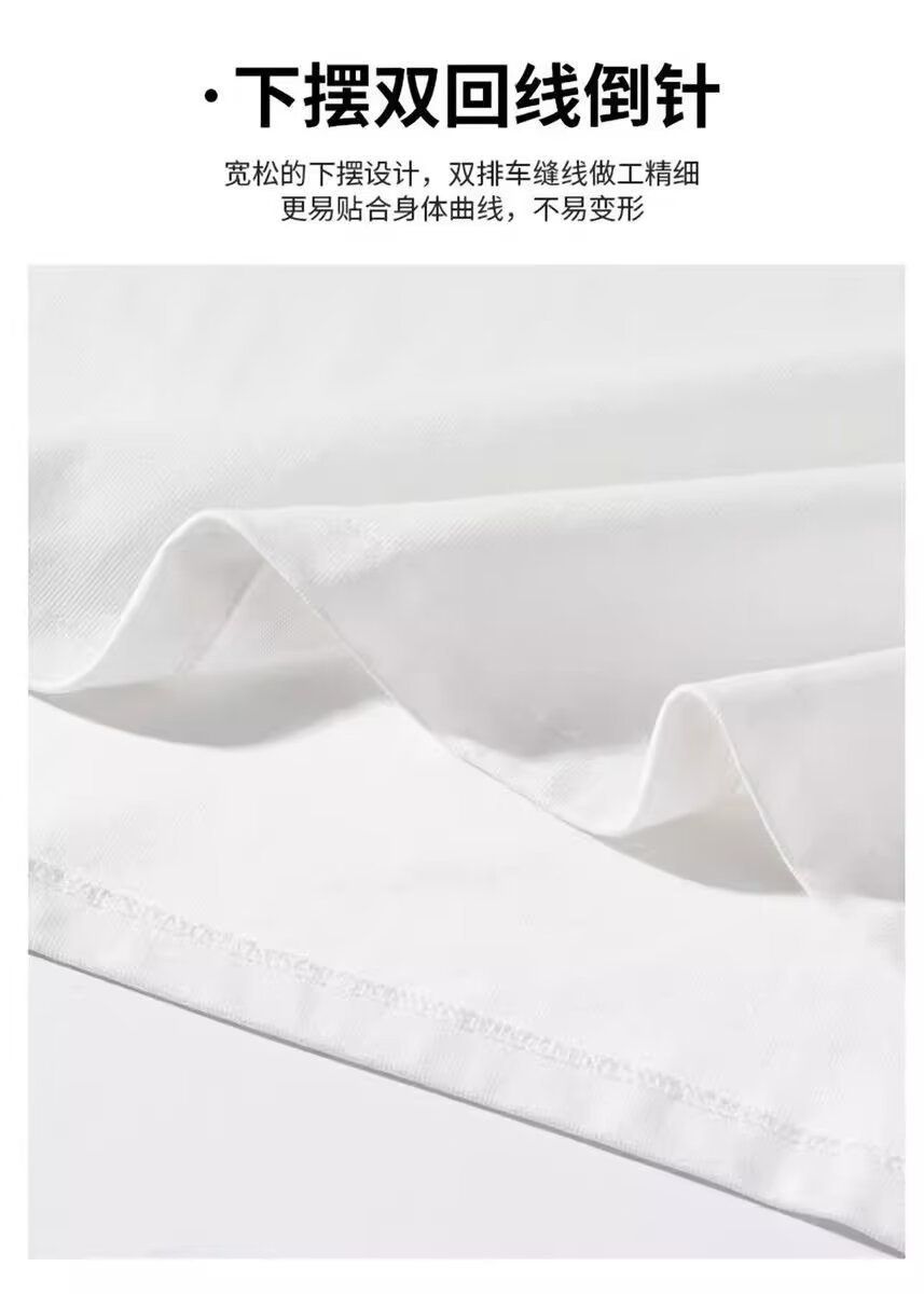 夏季新款重磅设计感情侣纯棉短袖男生宽松圆领猫咪印花t恤五分袖详情9