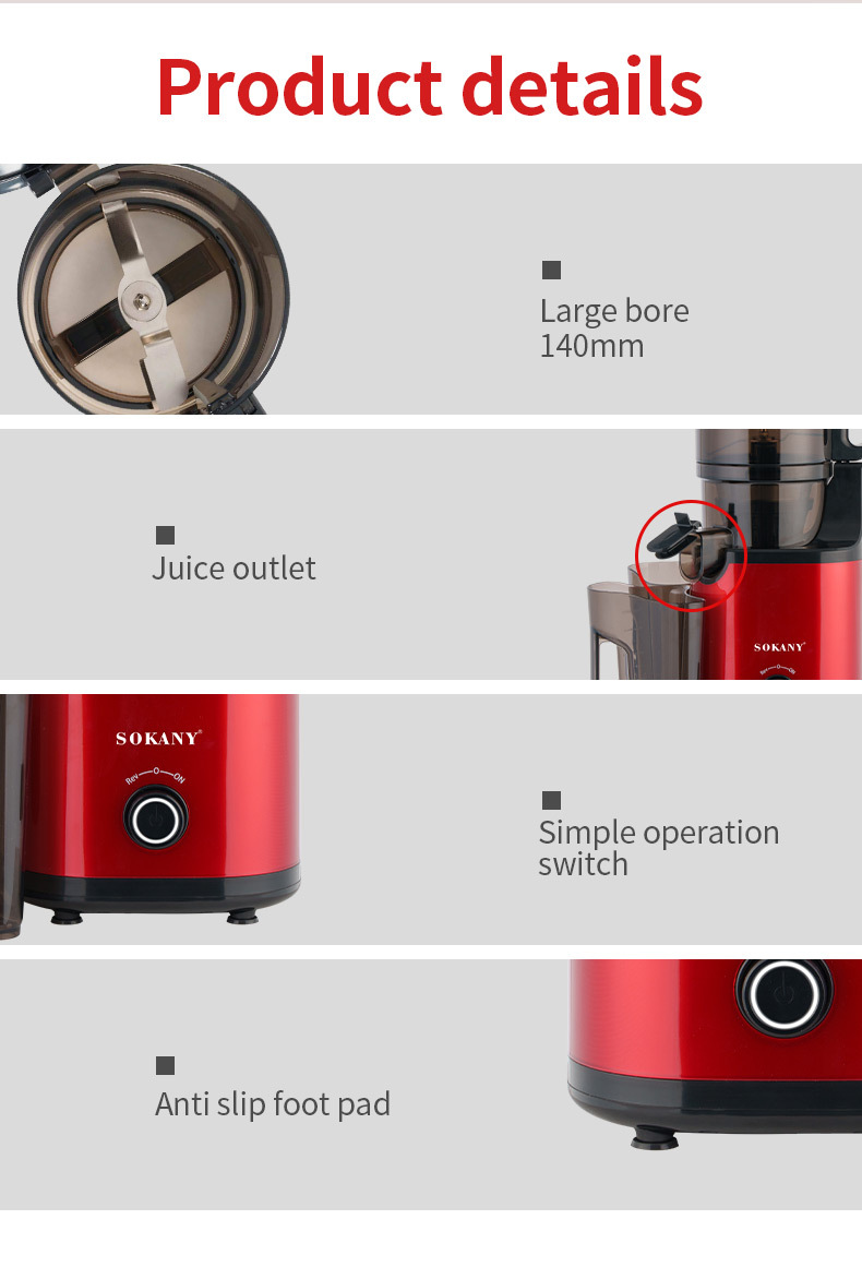 Foreign trade export SOKANY01009 juicer, large-diameter slow juicer, 800W multi-functional household juicer pic 9