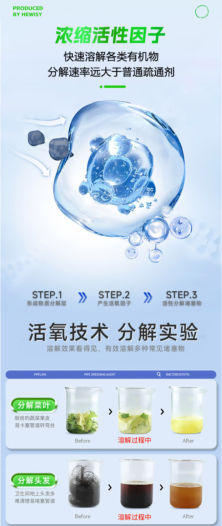 一件代发电商播商私域强力溶解头发下水道杀菌除虫马桶管道疏通剂详情8