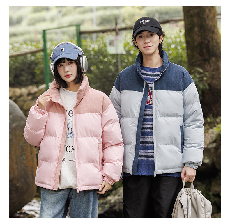 New winter fleece cotton-padded jackets for both men and women, thickened and warm cotton-padded jackets, couple bread jackets, and trendy color-blocked cotton-padded jackets pic 30