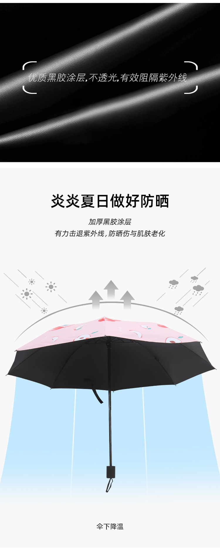 夏季新品水果伞三折折叠防晒防紫外线遮阳伞晴雨两用太阳伞广告伞详情7