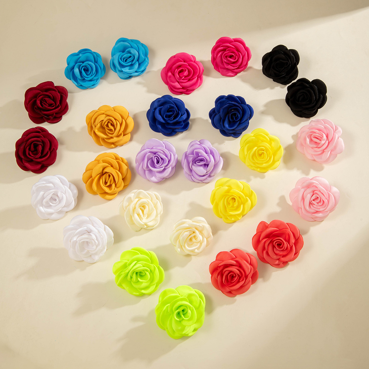 欧美跨境饰品简约烧边烤边布料山茶花耳环清新甜美花朵耳钉耳饰女详情3