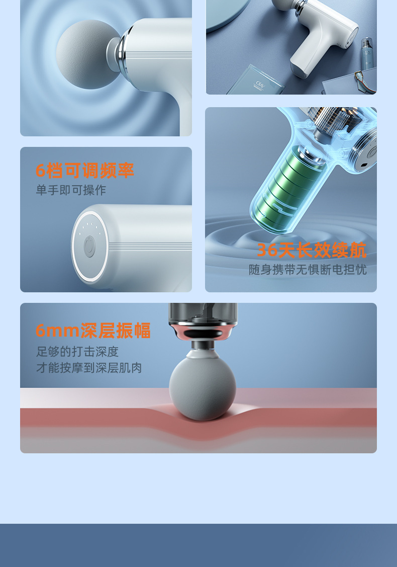 迷你电动按摩器肩颈肌肉放松按摩捶解压瘦腰腿健身筋膜枪详情4