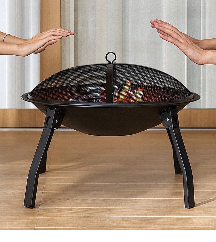 围炉煮茶户外野营烧烤碳炉篝火庭院取暖圆形木炭火盆炉架批发炉头详情8